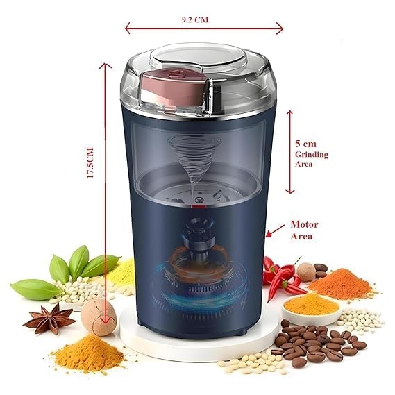Stainless Steel Grinder for Coffee Beans, Masala, Herbs, Seeds & Nuts
