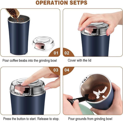 Stainless Steel Grinder for Coffee Beans, Masala, Herbs, Seeds & Nuts