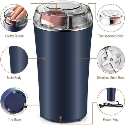 Stainless Steel Grinder for Coffee Beans, Masala, Herbs, Seeds & Nuts