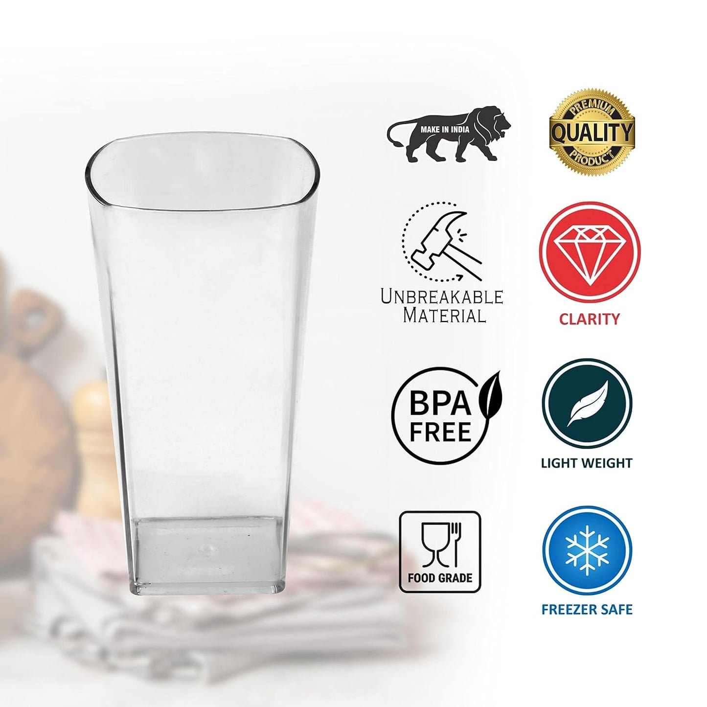 Premium Polycarbonate Unbreakable Water & Juice Glass Set