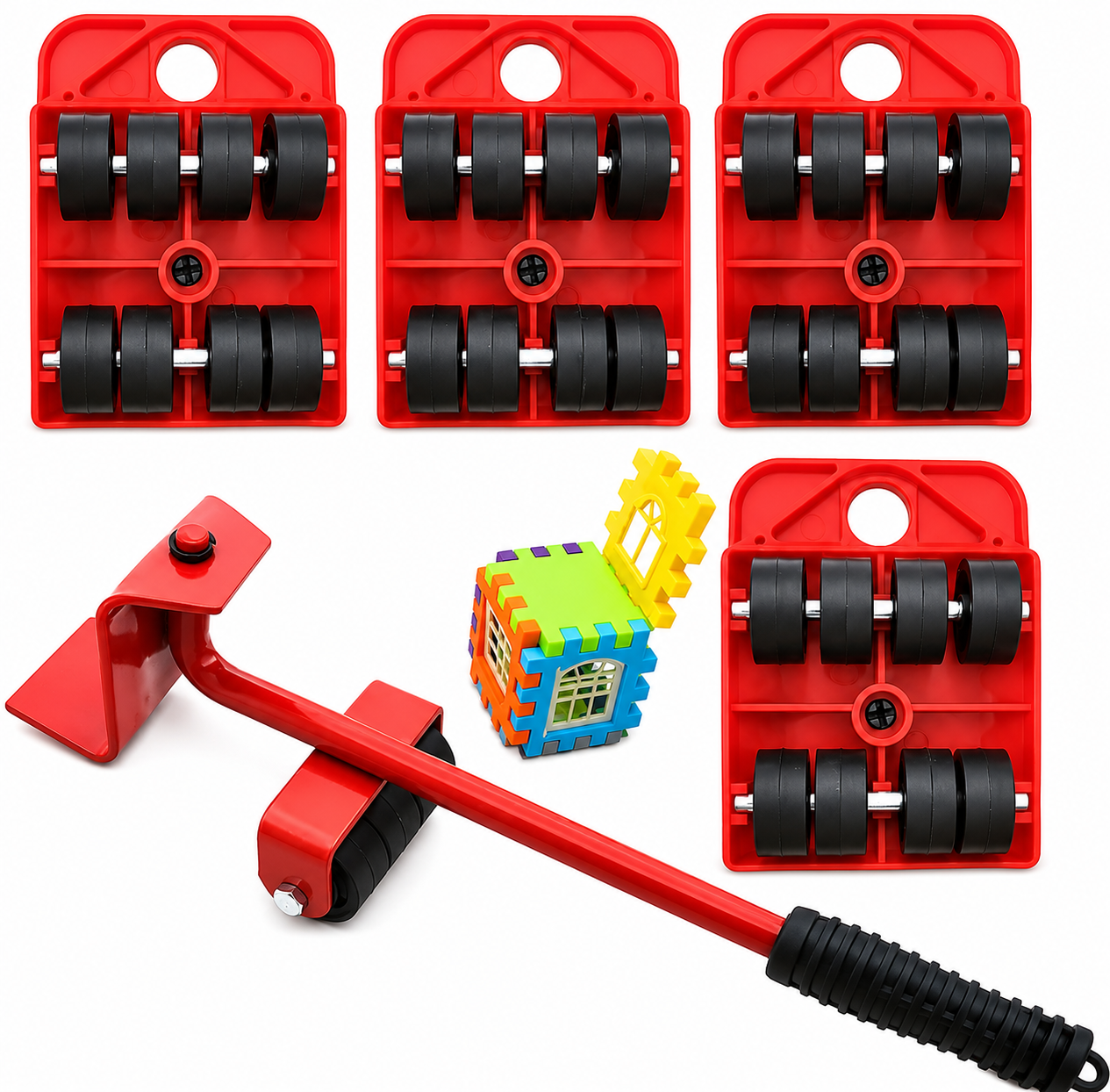 Furniture Lifter Mover Tool Set with 4 Rotational Sliders