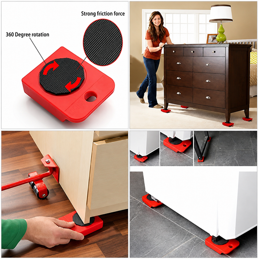 Furniture Lifter Mover Tool Set with 4 Rotational Sliders