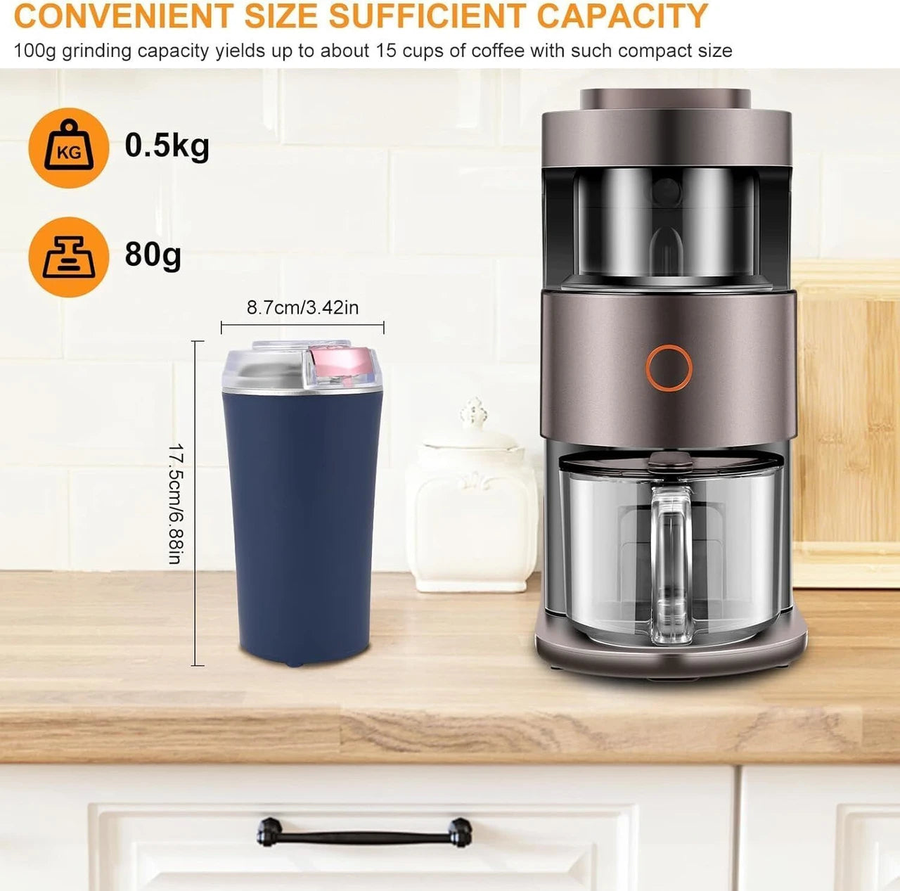 Stainless Steel Grinder for Coffee Beans, Masala, Herbs, Seeds & Nuts